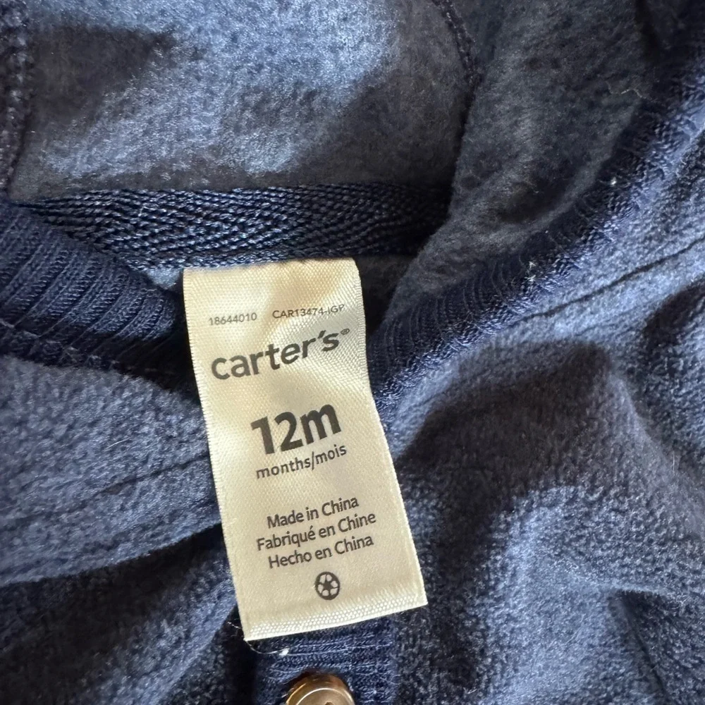 Carter’s Fleece One Piece with Fox/Raccoon Appliqué